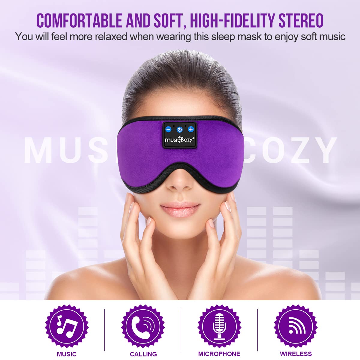 MUSICOZY 3D Bluetooth Sleep Mask with Built-in Wireless Headphones | 2024 Upgrade | Comfortable Contour Design for Sleeping, Travel & Noise Isolation | Sleep Aid with Wireless Music