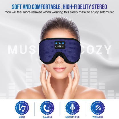 MUSICOZY 3D Bluetooth Sleep Mask with Built-in Wireless Headphones | 2024 Upgrade | Comfortable Contour Design for Sleeping, Travel & Noise Isolation | Sleep Aid with Wireless Music