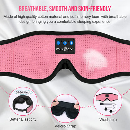 MUSICOZY 3D Bluetooth Sleep Mask with Built-in Wireless Headphones | 2024 Upgrade | Comfortable Contour Design for Sleeping, Travel & Noise Isolation | Sleep Aid with Wireless Music