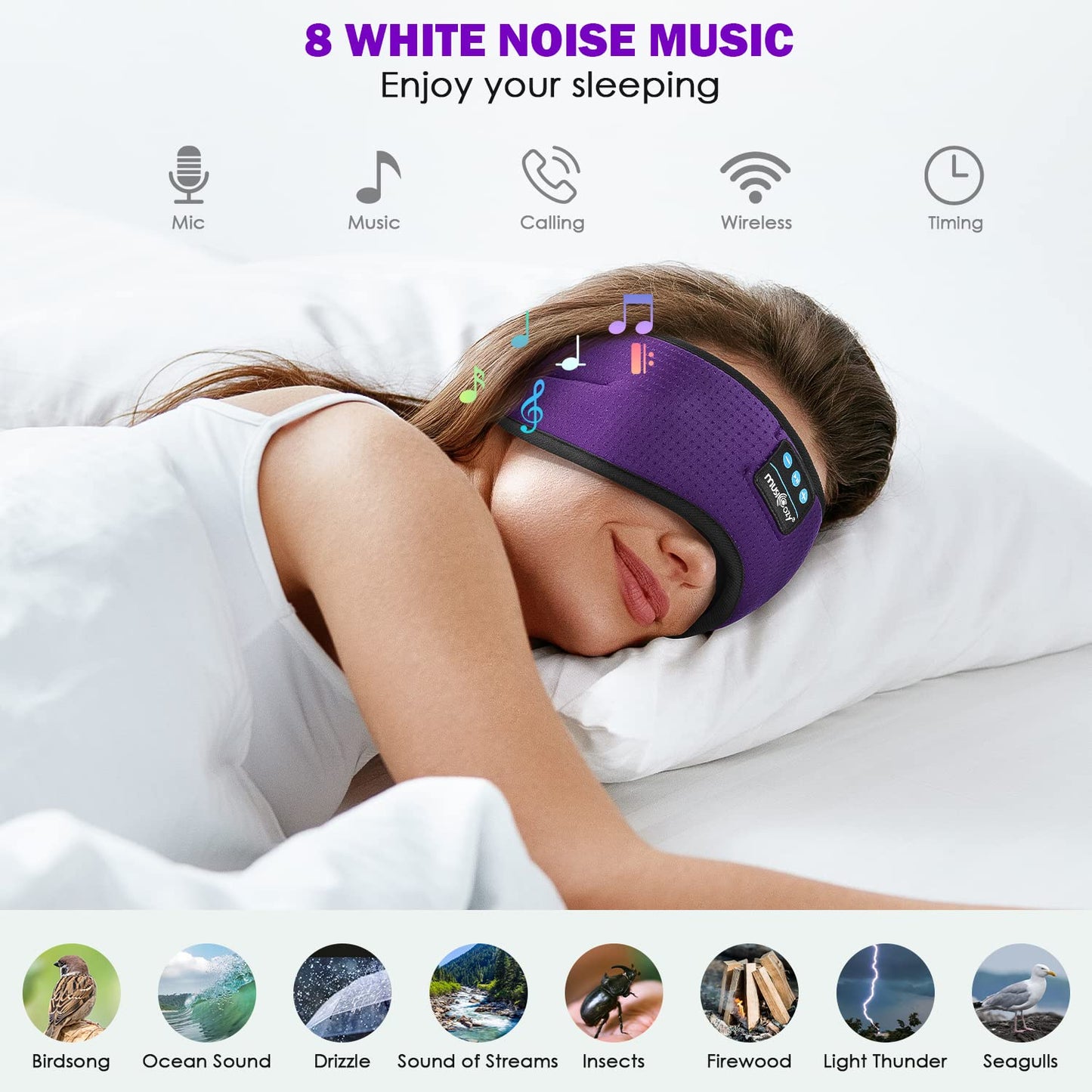 MUSICOZY 3D Bluetooth Sleep Mask with Built-in Wireless Headphones | 2024 Upgrade | Comfortable Contour Design for Sleeping, Travel & Noise Isolation | Sleep Aid with Wireless Music