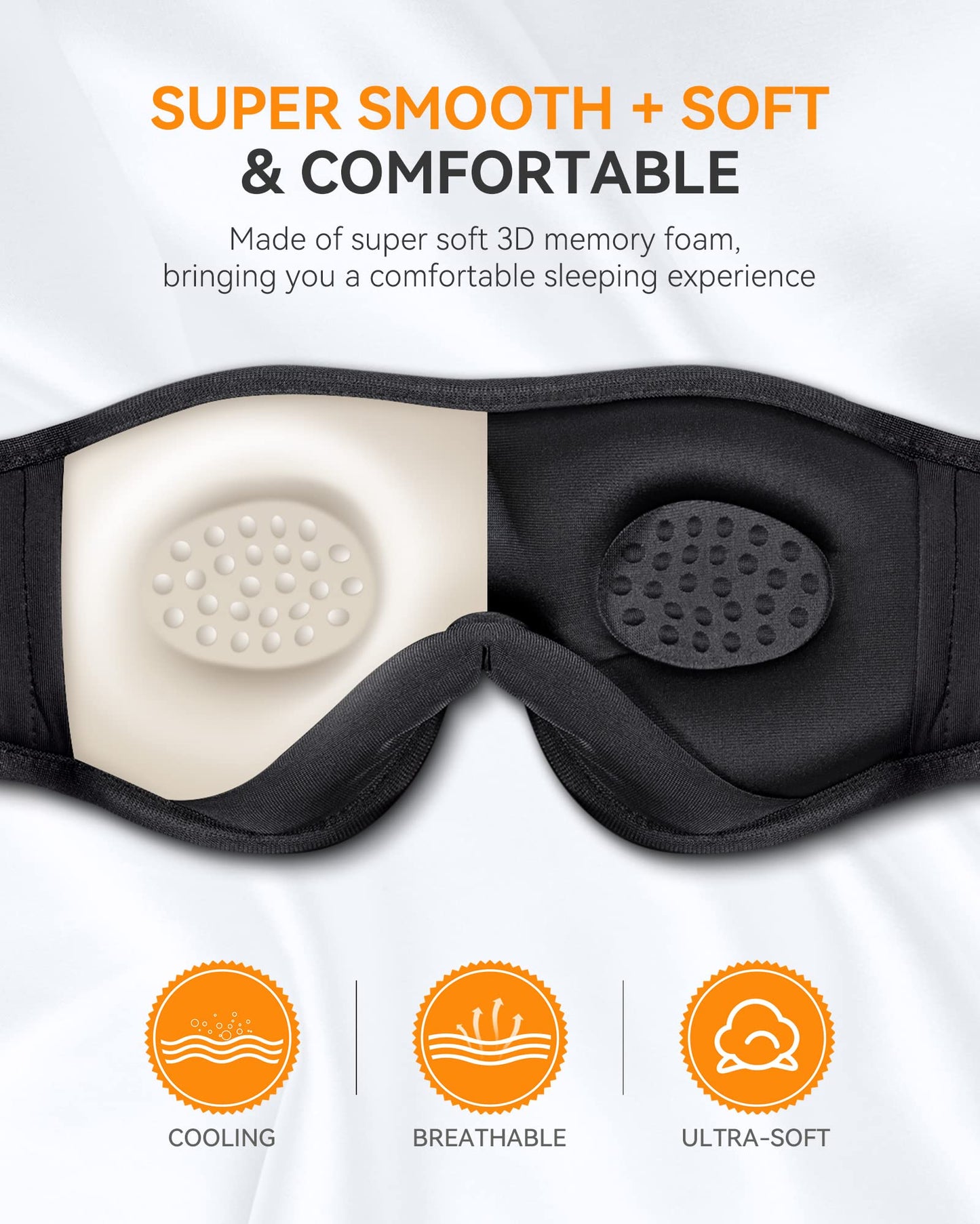 MUSICOZY 3D Bluetooth Sleep Mask with Built-in Wireless Headphones | 2024 Upgrade | Comfortable Contour Design for Sleeping, Travel & Noise Isolation | Sleep Aid with Wireless Music