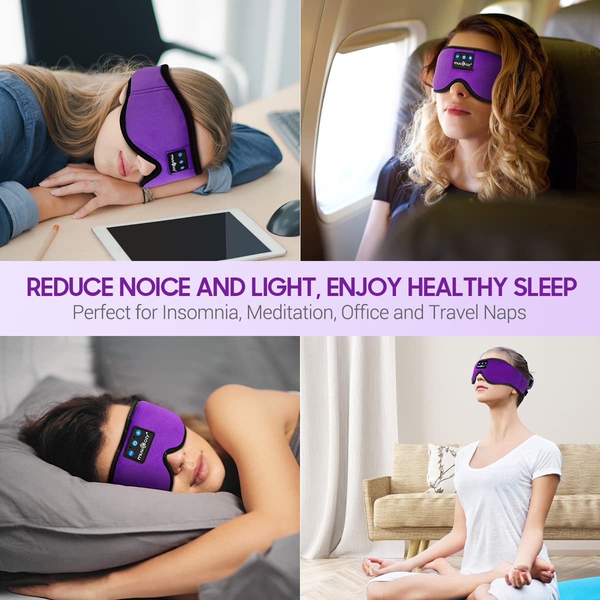 MUSICOZY 3D Bluetooth Sleep Mask with Built-in Wireless Headphones | 2024 Upgrade | Comfortable Contour Design for Sleeping, Travel & Noise Isolation | Sleep Aid with Wireless Music