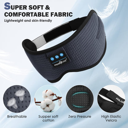 MUSICOZY 3D Bluetooth Sleep Mask with Built-in Wireless Headphones | 2024 Upgrade | Comfortable Contour Design for Sleeping, Travel & Noise Isolation | Sleep Aid with Wireless Music