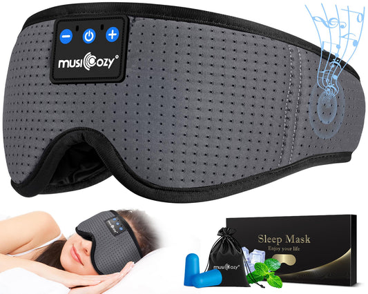 MUSICOZY 3D Bluetooth Sleep Mask with Built-in Wireless Headphones | 2024 Upgrade | Comfortable Contour Design for Sleeping, Travel & Noise Isolation | Sleep Aid with Wireless Music