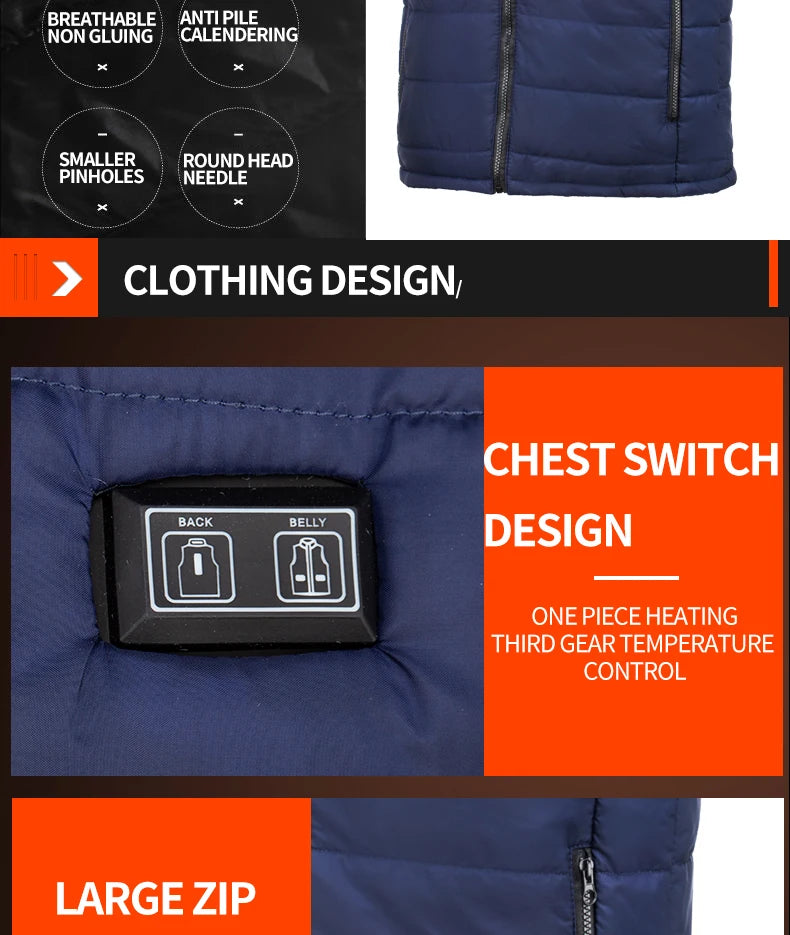 Heated Vest  Electric Heated Jackets Men Women Sportswear