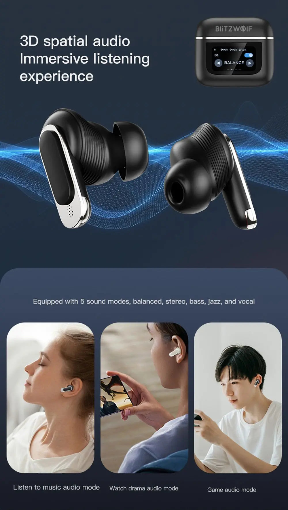 LED Screen High Quality Sound Earbuds With 32hr Battery Life